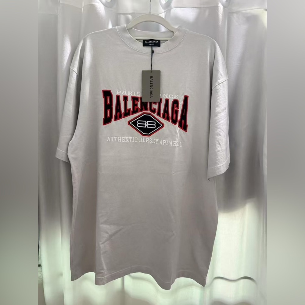 Authentic Balenciaga White Tee with Red Logo